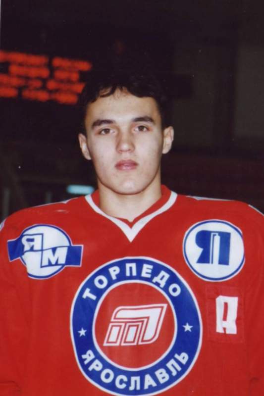 El jugador de hockey Balandin en su juventud